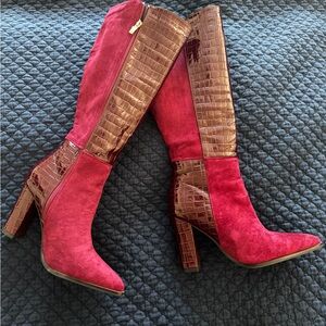Burgundy knee boots